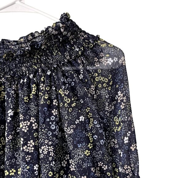 Coco Blanco frilled sheer lined lightweight floral long sleeved blouse - Picture 2 of 6